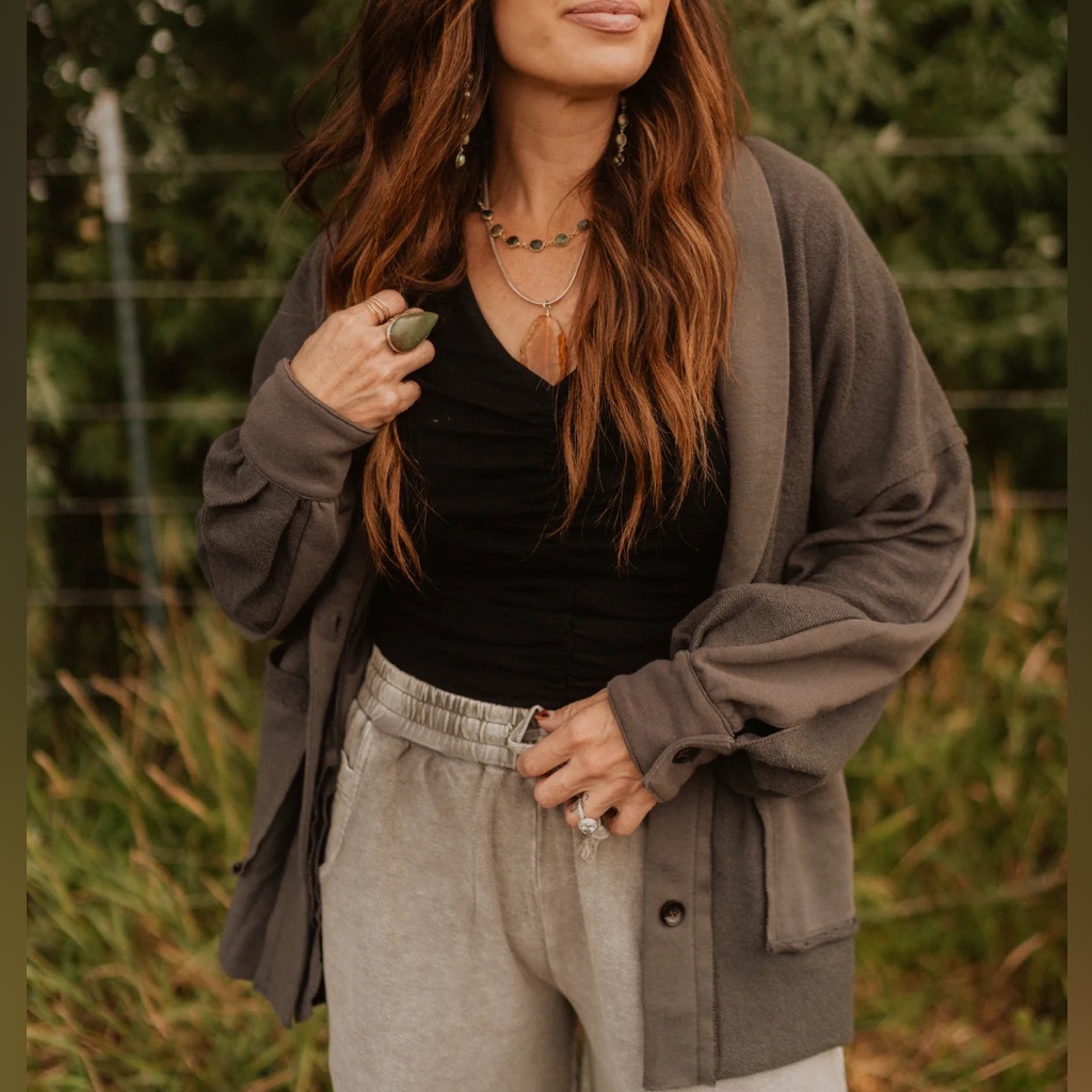 Oversized Grey Sweater Cardigan Lightweight Jacket